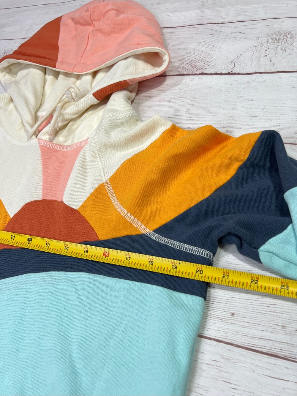 Faherty Soleil Sweatshirt - Medium - multicolor rainbow french terry hoodie - Picture 12 of 14